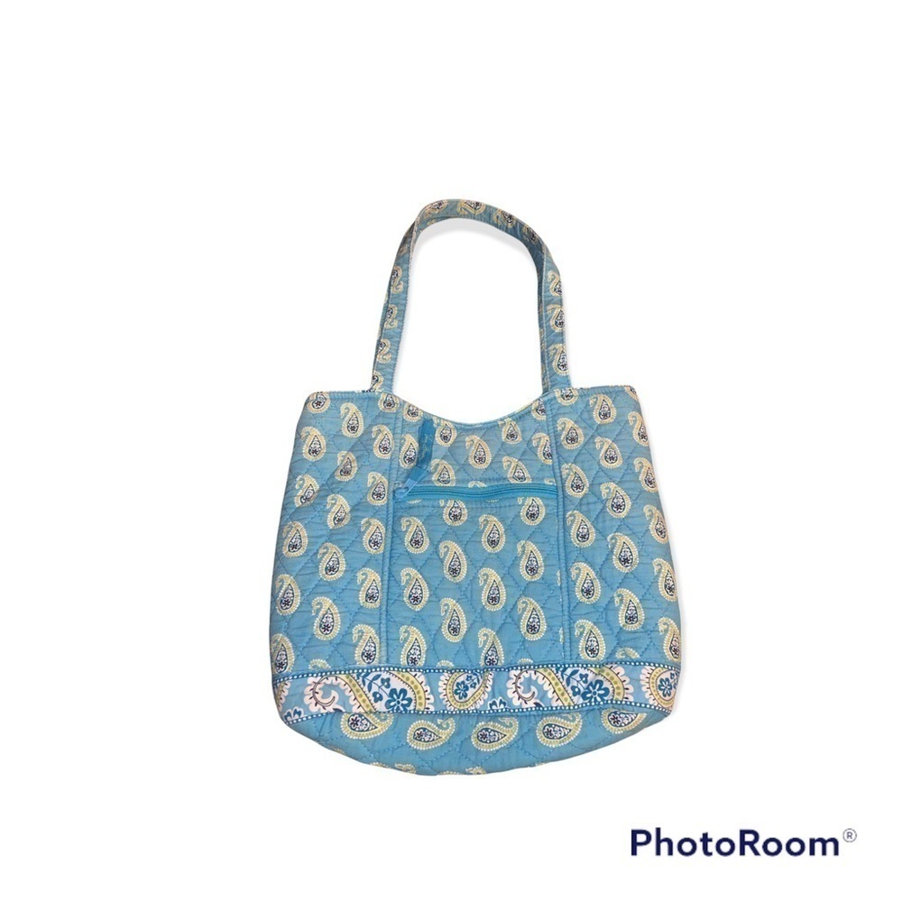 Vera Bradley Blue Paisley Quilted Cotton Tote Bag Shoulder Purse Bermuda Blue